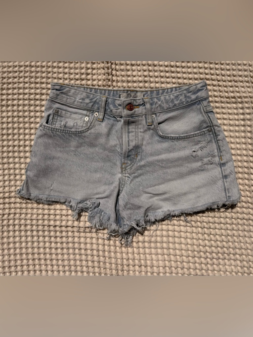 We The Free Light Wash Distressed Denim Shorts